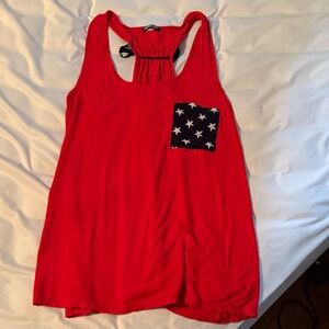 HEIMISH USA Red Tank Top with Star Pocket